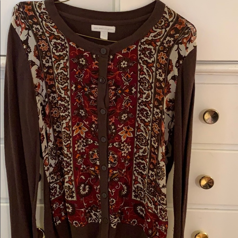 New York & Co Brown Sweater with laced top on front exquisite looking!